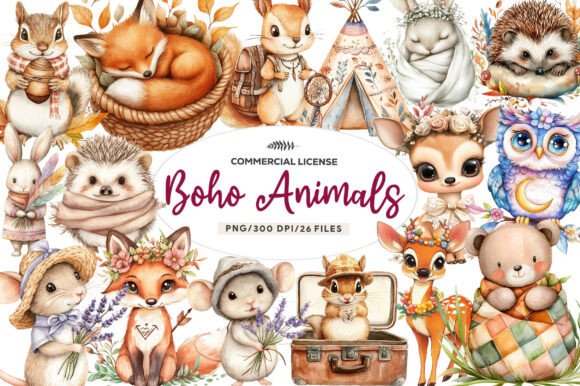 Download Sweet Boho Woodland Creatures Animals - Boho Collection
