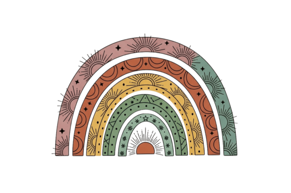 Download Boho Patterned Rainbow Celestial Arc - Boho Collection