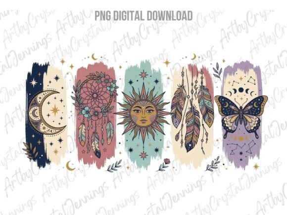Download Boho Sun Moon Butterfly Dream Catcher - Boho Collection