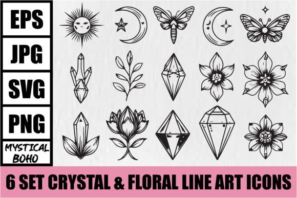 Download Mystical Boho Crystal Floral Icons - Boho Collection