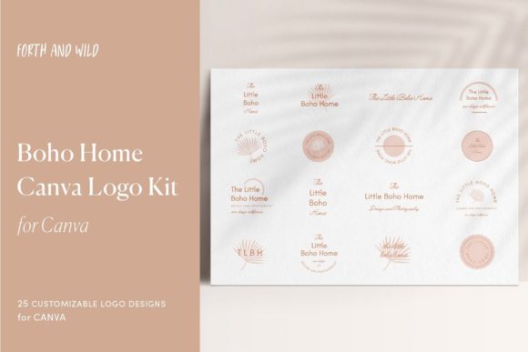 Download Modern Boho Home Logo Kit for Canva - Boho Collection