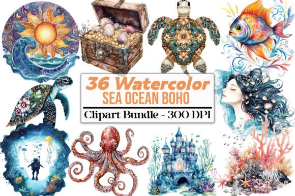 Download Sea Ocean Boho Clipart - Premium Resources