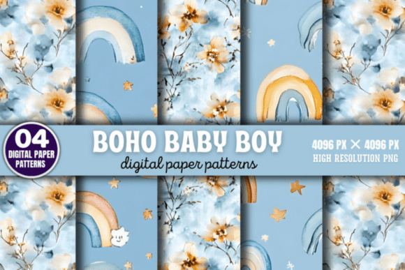 Download Boho Baby Boy Pattern Digital Background - Boho Collection
