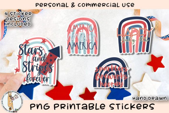 Download Patriotic Boho Rainbow Printable Sticker - Boho Collection