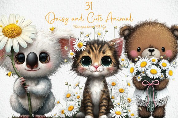 Download Daisy and Cute Animal Clipart PNG - Cute animal clipart Collection