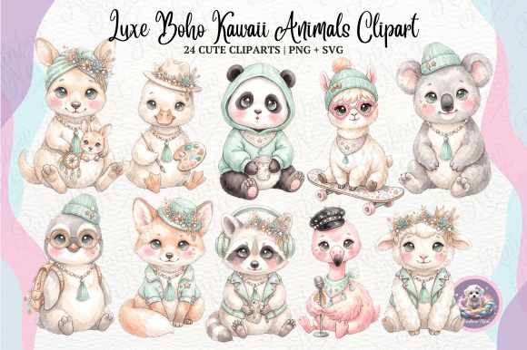 Download Luxe Boho Kawaii Animals Clipart - Boho Collection