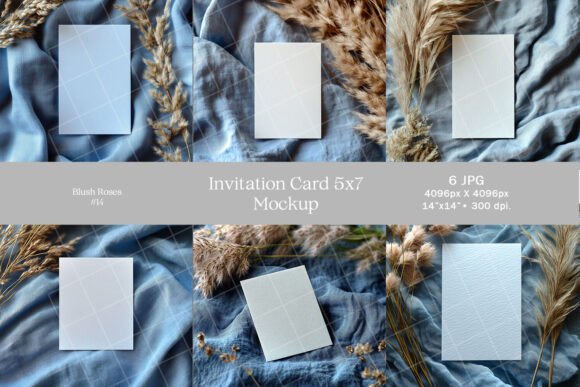 Download 5x7 Invitation Card Mockup Blue Wedding - Invitation Collection