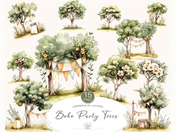 Download Boho Party Tree Cliparts PNG - Boho Collection