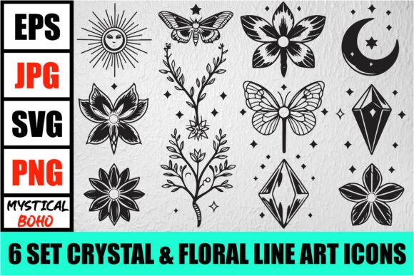 Download Mystic Boho Celestial Line Art Pack - Boho Collection