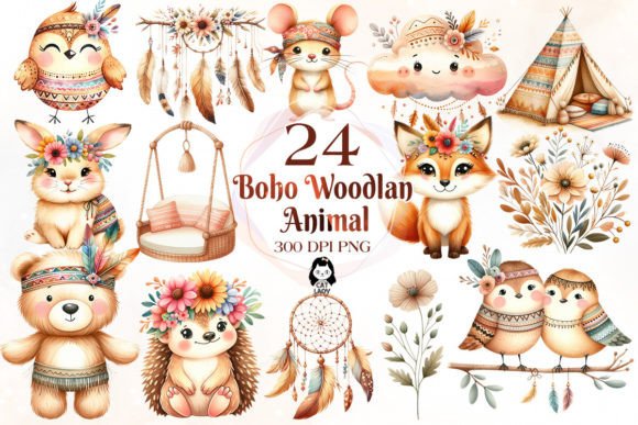 Download Boho Woodland Animal Clipart Bundle - Boho Collection