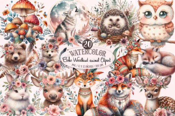 Download Boho Woodland Animal, Baby Animals Png - Boho Collection