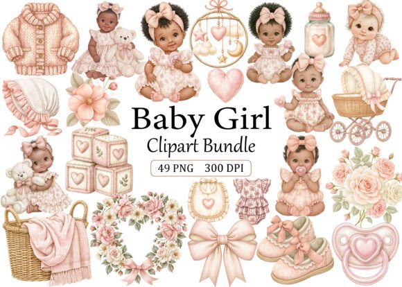 Download Baby Girl Clipart PNG Bundle - Baby girl clipart Collection