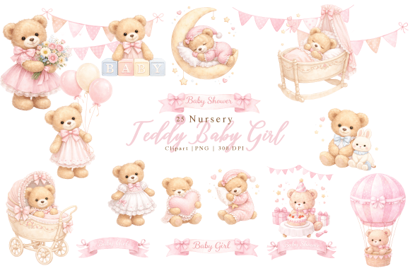 Download Nursery Teddy Baby Girl Clipart PNG - Baby girl clipart Collection