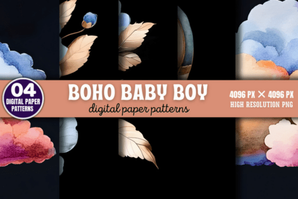 Download Boho Baby Boy Pattern Digital Background - Boho Collection