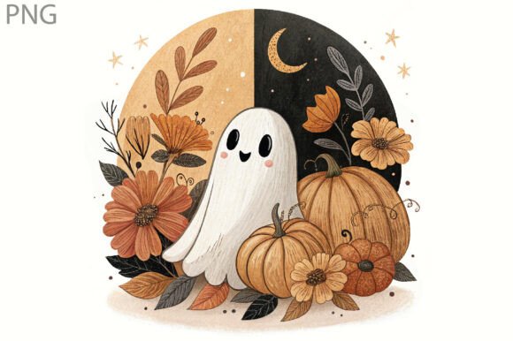 Download Halloween Fall Floral Boho Ghost Png - Boho Collection