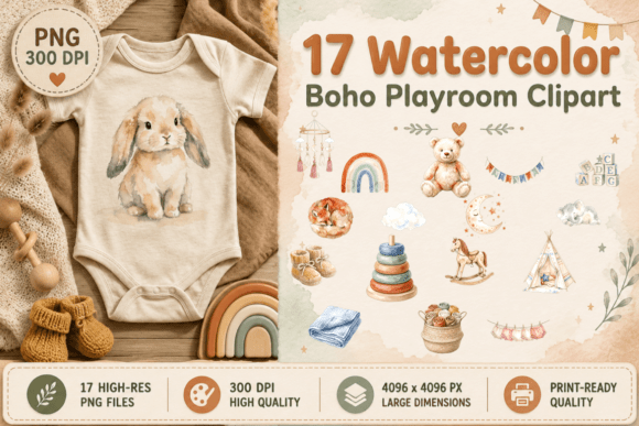 Download Boho Nursery Watercolor Baby Elephant - Boho Collection