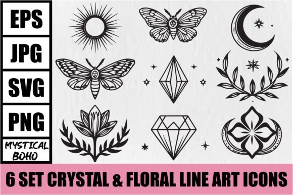 Download Mystical Boho Crystal Floral Icons - Boho Collection