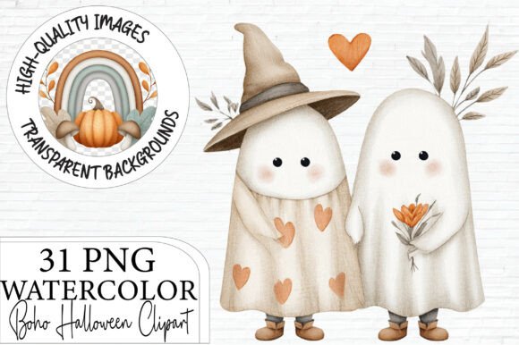 Download Boho Halloween Watercolor Clipart Bundle - Boho Collection