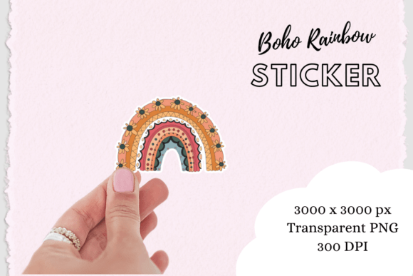 Download Boho Chic Rainbow Sticker Png - Boho Collection