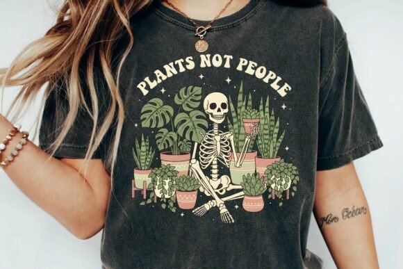 Download Retro Skeleton Gardening Plants Not People Vintage Boho Plant Lover Png - Boho Collection