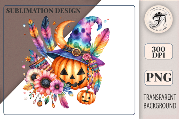 Download Boho Halloween Pumpkin Clipart Witch Hat - Boho Collection