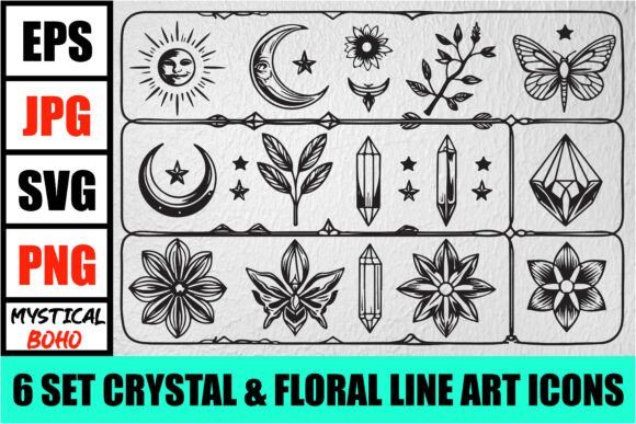 Download Mystic Boho Celestial Line Art Pack - Boho Collection