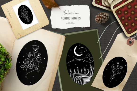Download Mystical Boho Clipart with Flowers - Boho clipart Collection